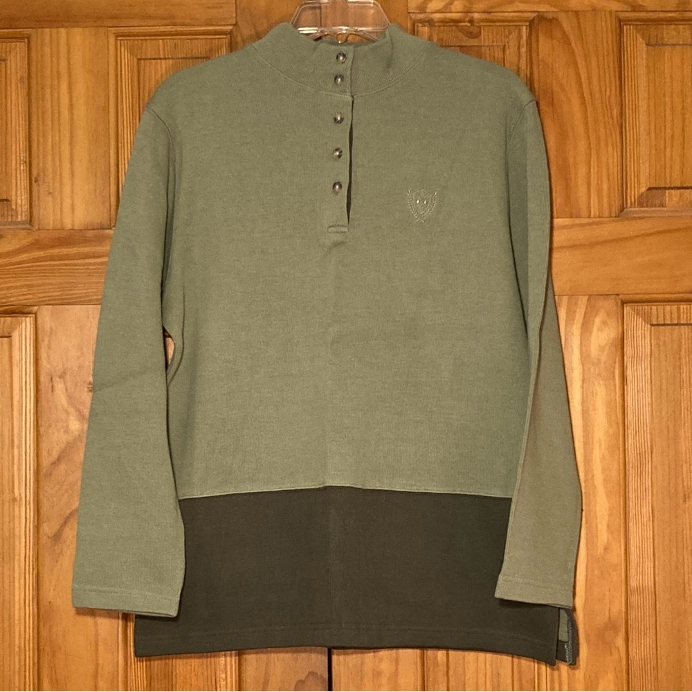 NWOT Preswick & Moore Petites Vintage 90s Top Mock Neck Long Sleeve Green Sz LP